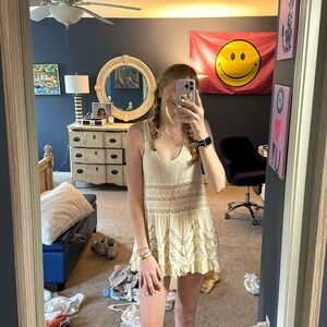 Light yellow lacey free people dress/coverup